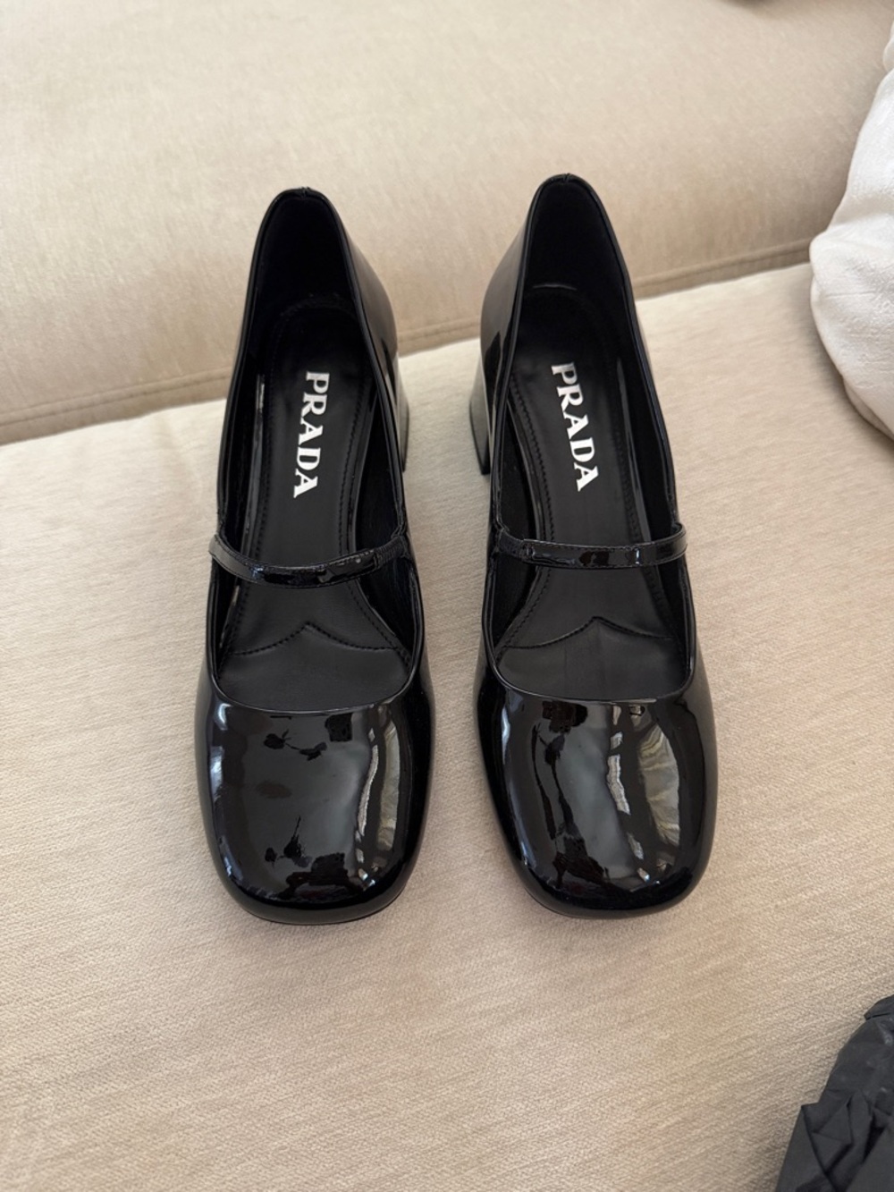 Prada Black Patent Leather Mary Jane Heels